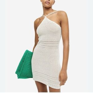 H&M Crochet Look Dress Cream Off-white
Halterneck Hole Knit Women's Size XL NWT